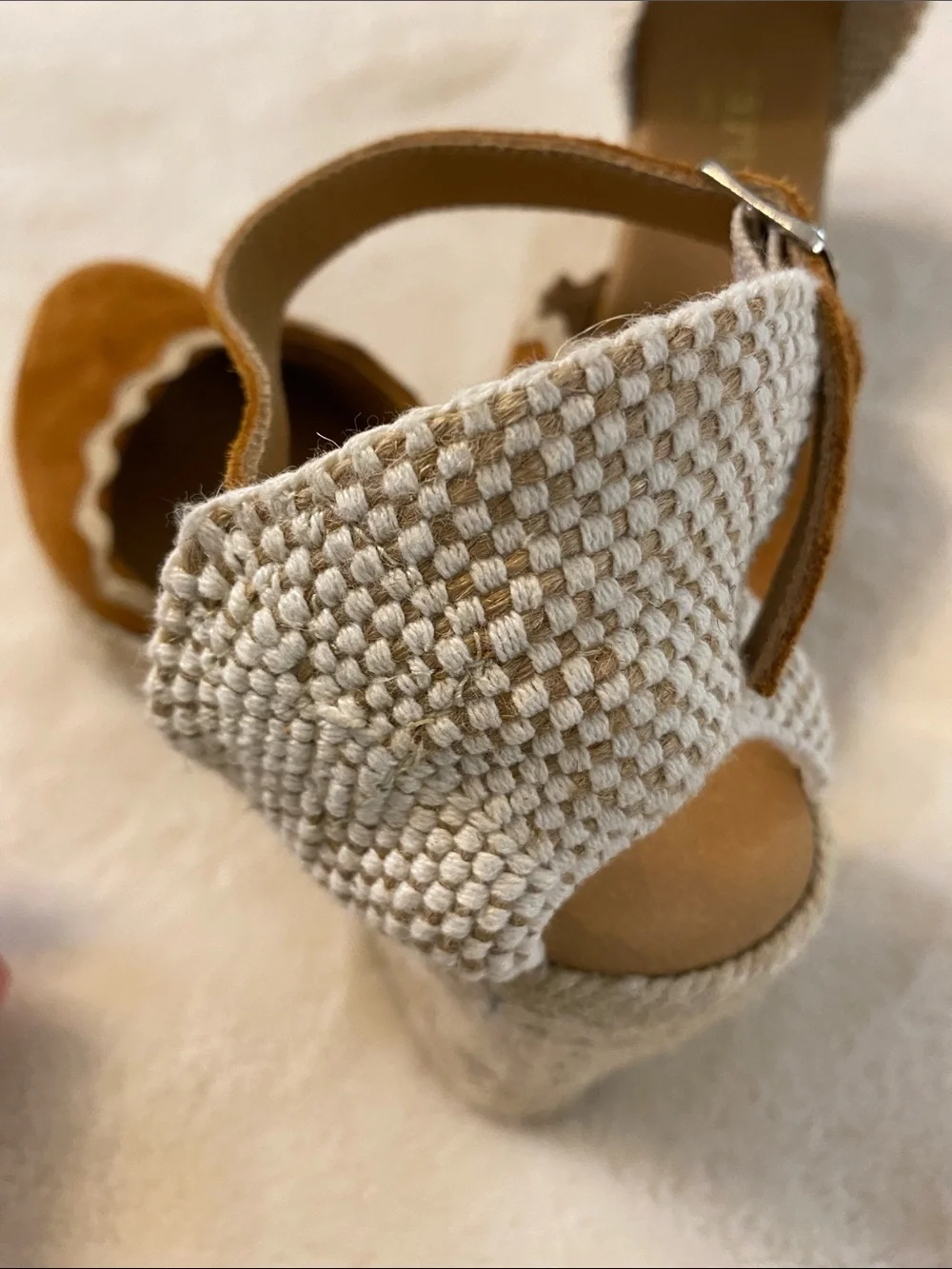 Paseart Camel Suede Wedge Heel Ankle Strap Euro Summer Espadrilles 7